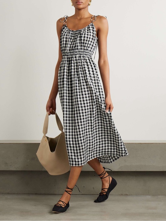 Doen Dresses & Skirts - DOEN Leslie Gingham Midi Dress in Black Marilyn Size L